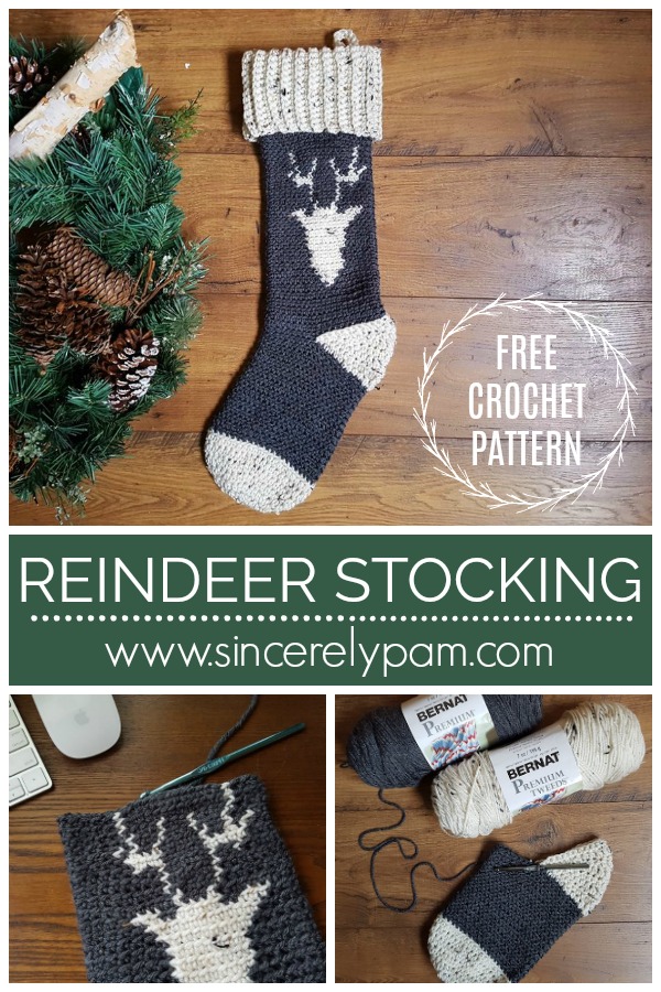 Reindeer Stocking crochet pattern by Sincerely, Pam