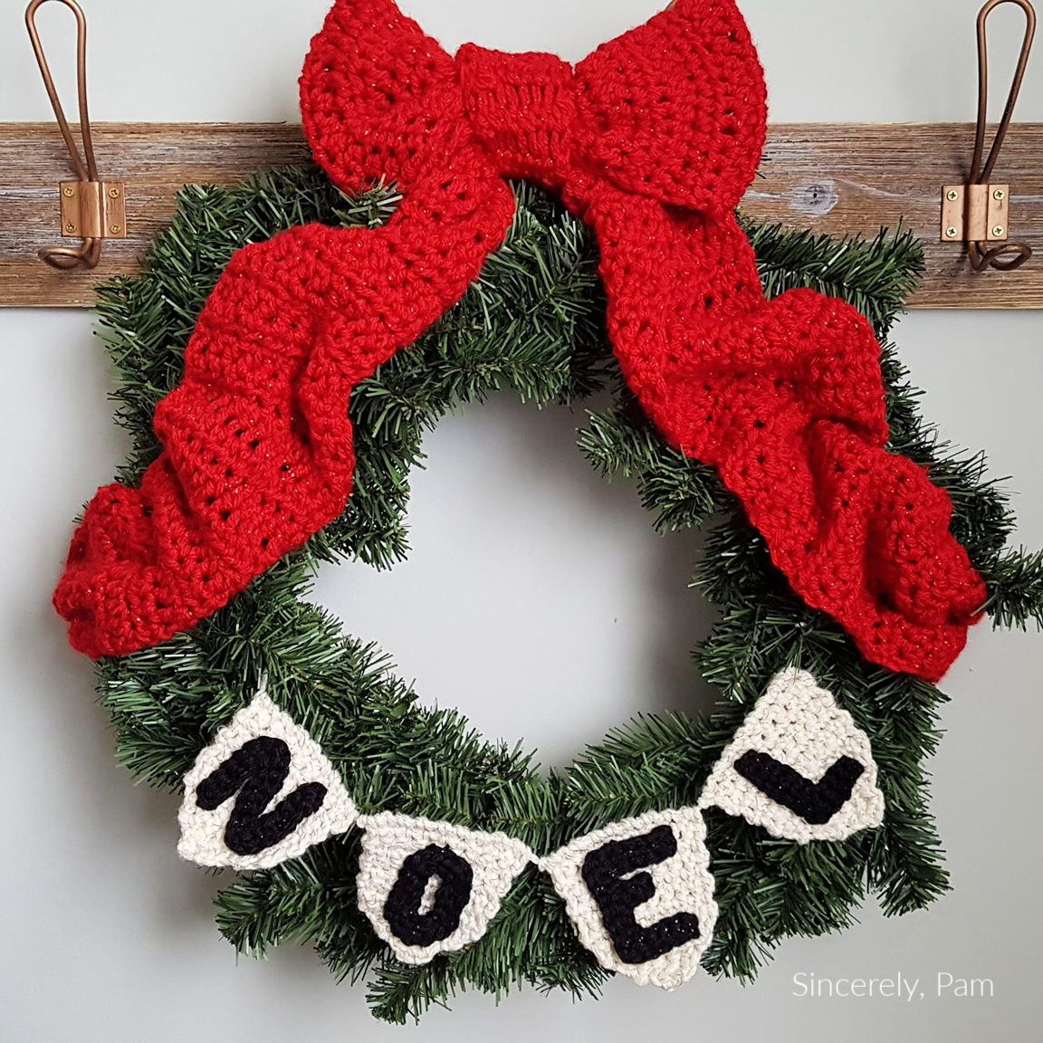 NOEL Wreath bunting crochet pattern by Sincerely, Pam