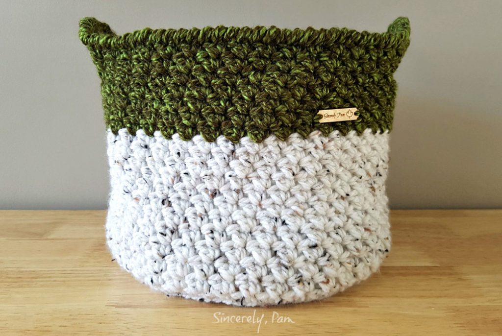 Julie basket crochet pattern by Sincerely, Pam.