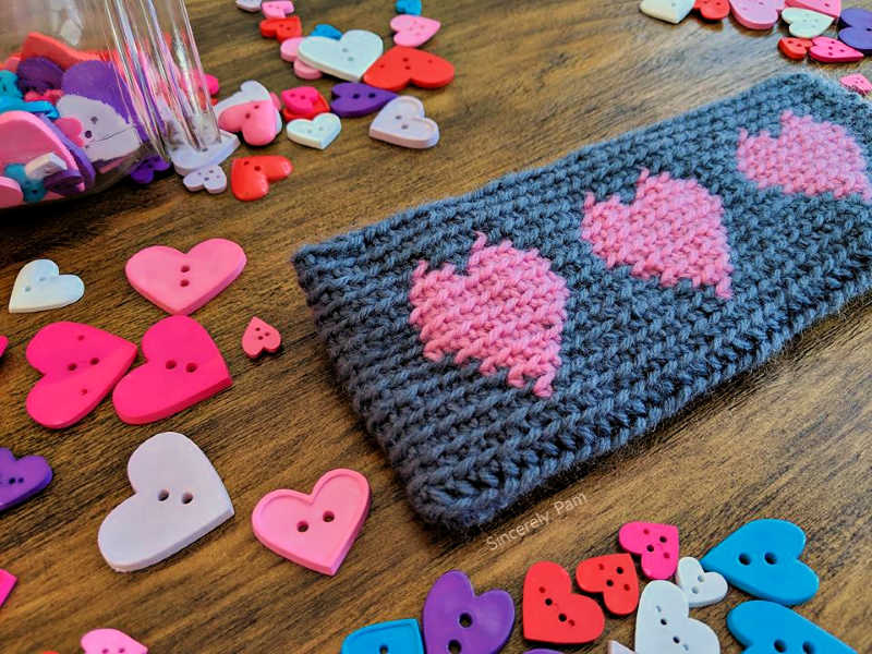 Tapestry Heart Pencil Case crochet pattern by Sincerely, Pam