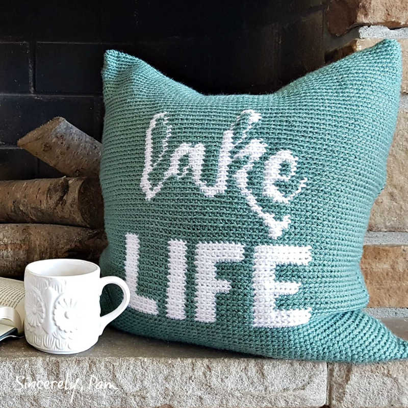 lake life pillow free tapestry crochet pattern by sincerely pam