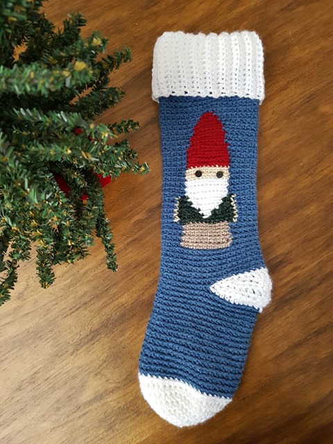 gnome Stocking crochet pattern by Sincerely Pam