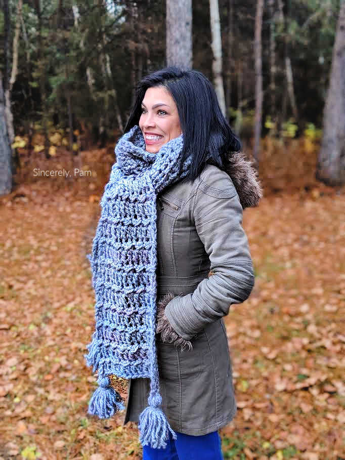 ragged falls scarf crochet pattern by sincerely pam