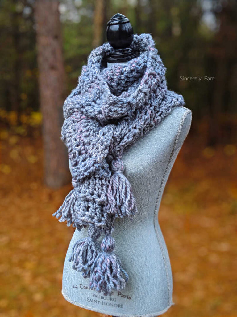 Ragged Falls Scarf free crochet pattern by Sincerely, Pam