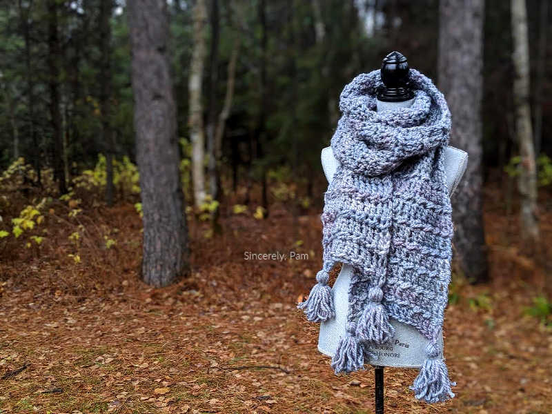 Ragged Falls Scarf free crochet pattern by Sincerely, Pam