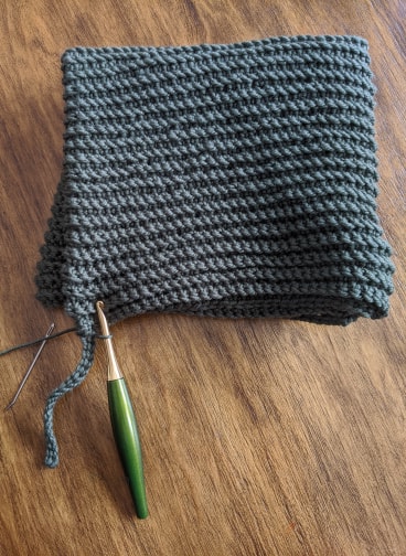 Every After Hood crochet pattern progress pics.