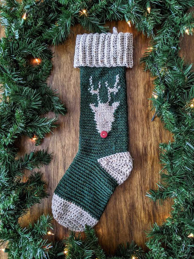 Reindeer Stocking tapestry crochet pattern by sincerely pam