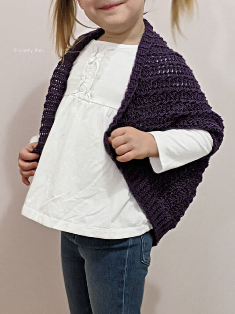 Ragged Falls Cocoon Shrug crochet pattern by Sincerely, Pam