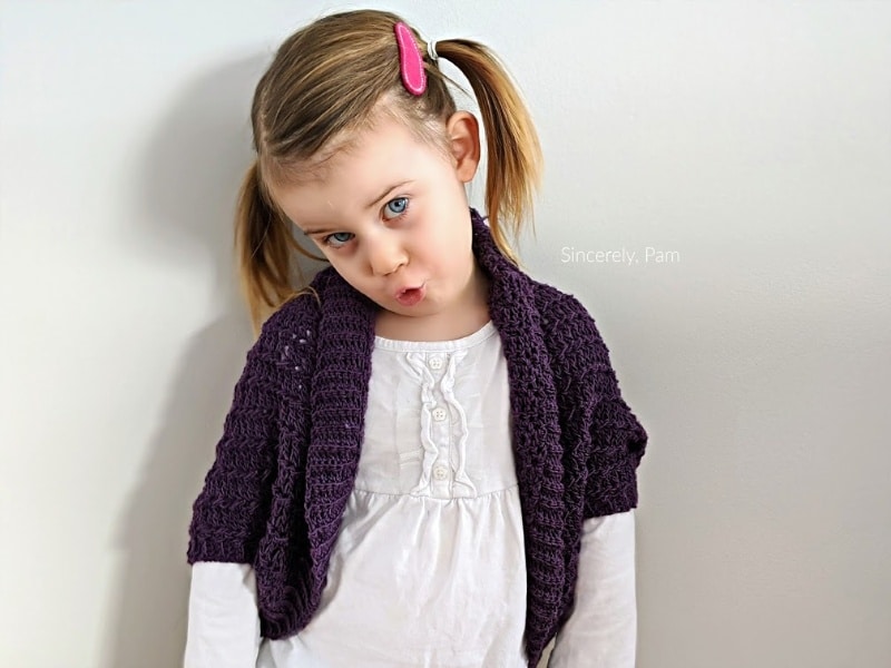 Ragged Falls Cocoon Shrug crochet pattern by Sincerely, Pam