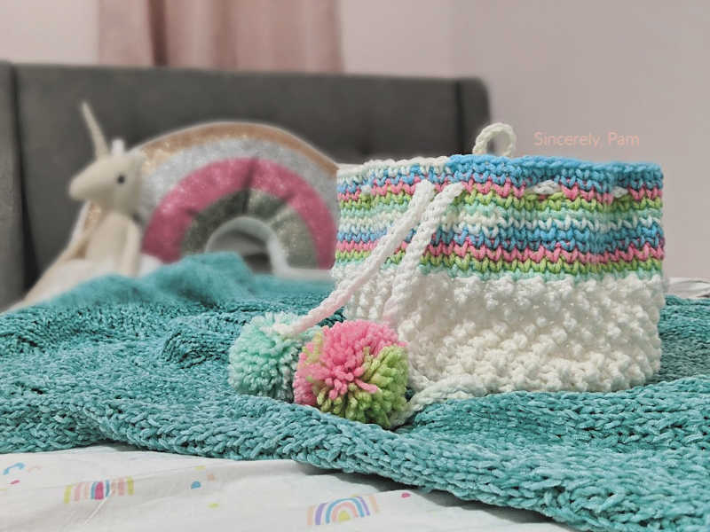 crochet drawstring basket