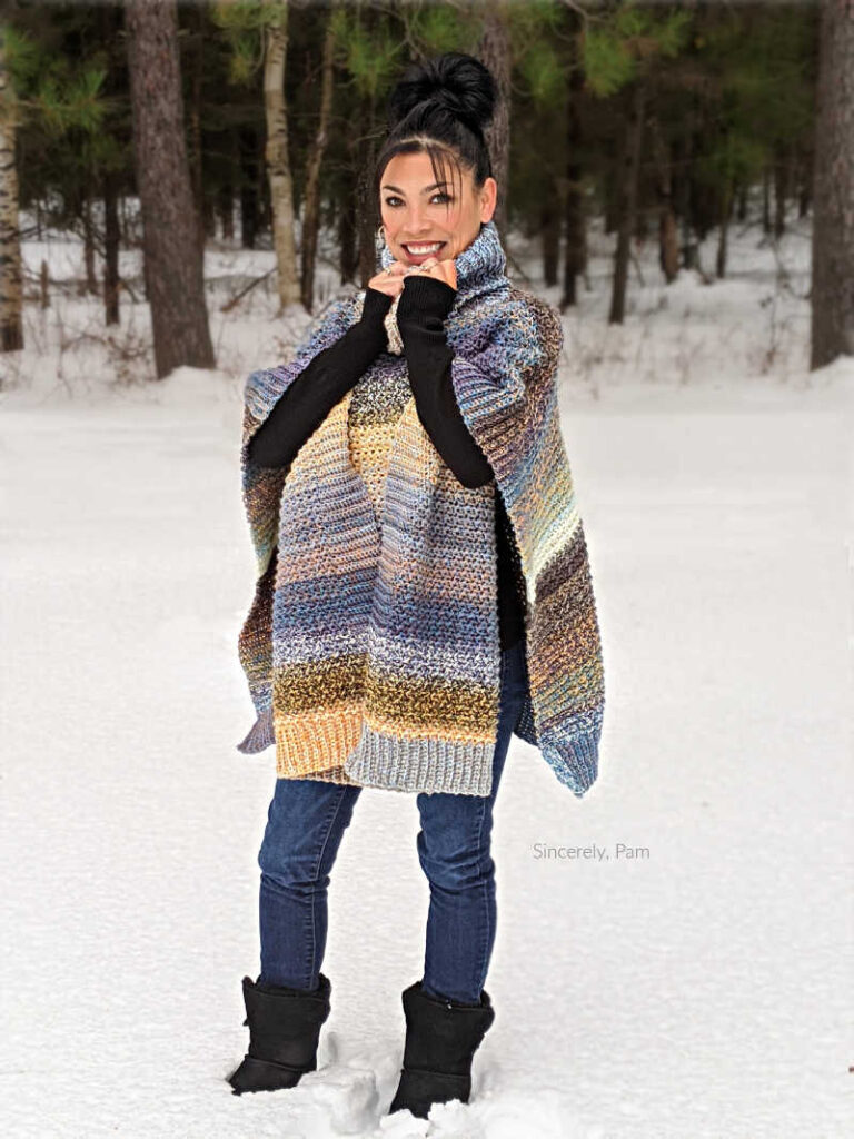 lucky penny poncho crochet pattern in ladies sizes