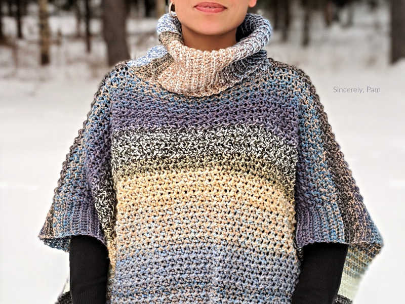 Lucky Penny Poncho Ladies Sizes | Free Crochet Pattern - Sincerely pam