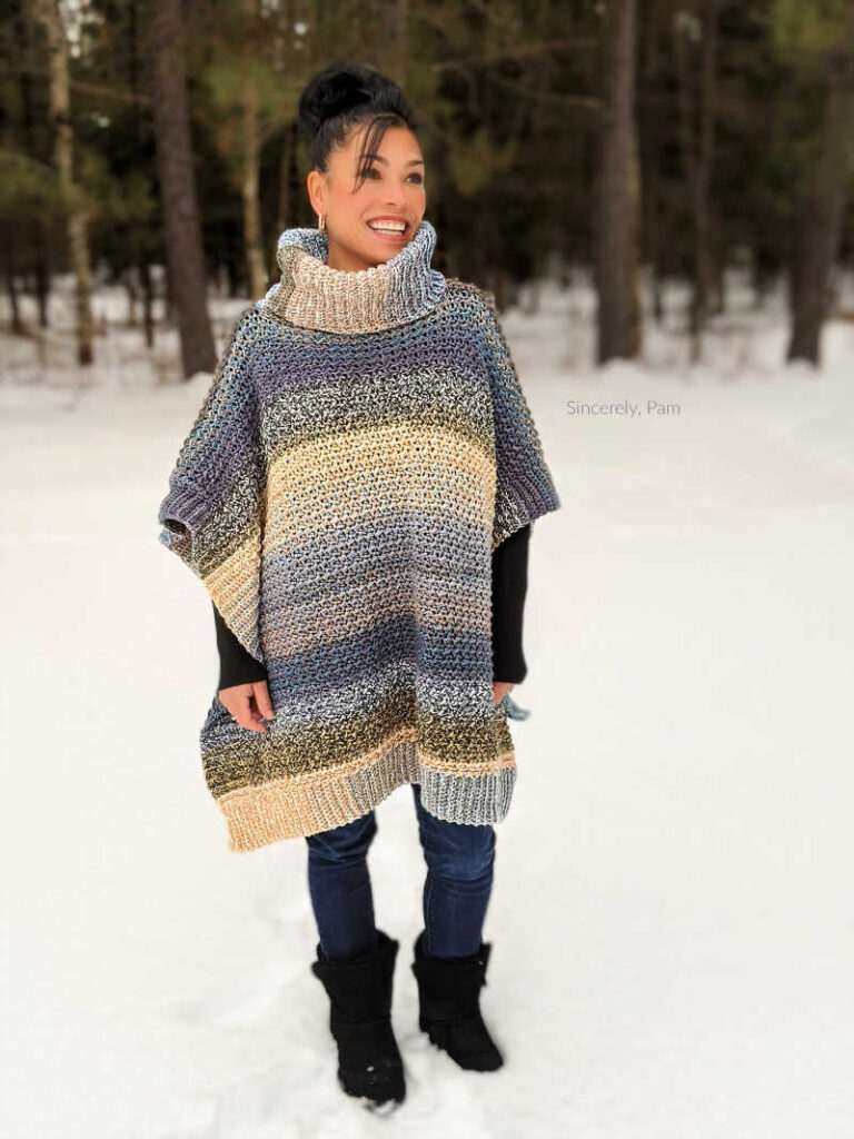 lucky penny poncho crochet pattern in ladies sizes