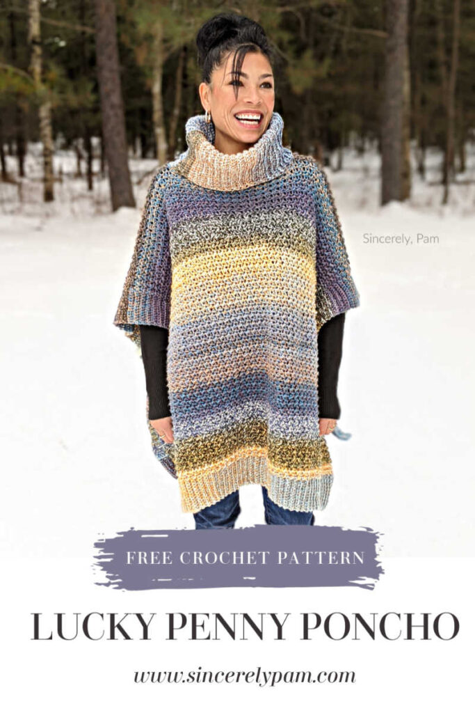 lucky penny poncho crochet pattern in ladies sizes