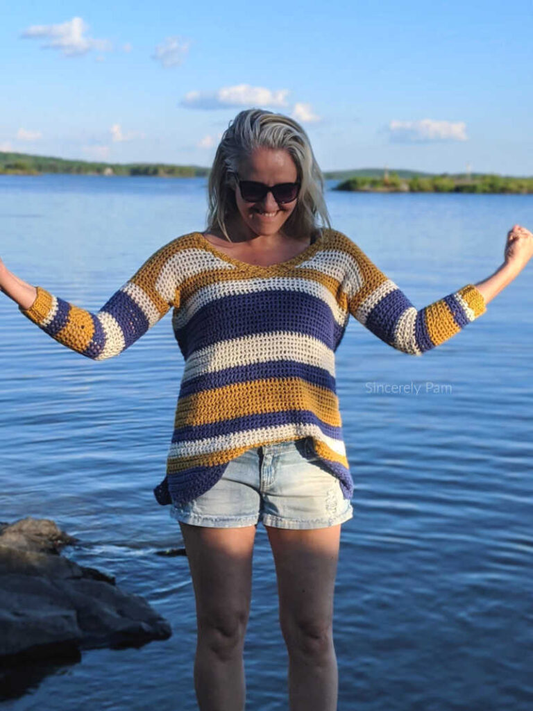 Beach Day pullover crochet pattern by sincerely Pam