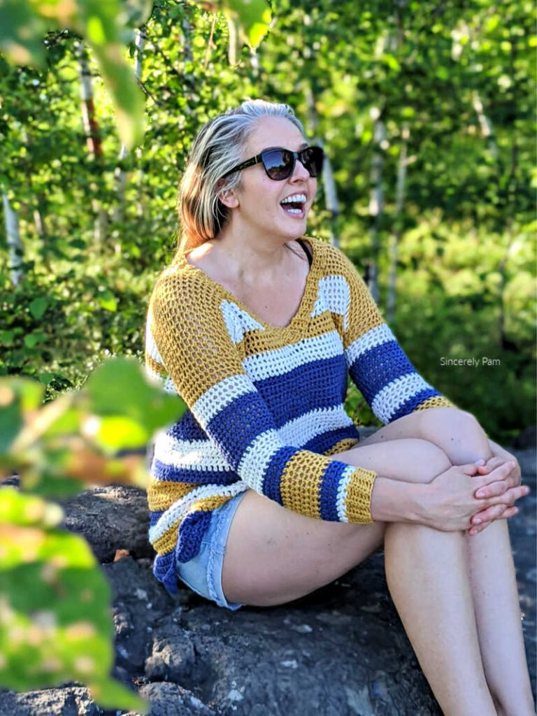 Beach Day pullover crochet pattern by sincerely Pam