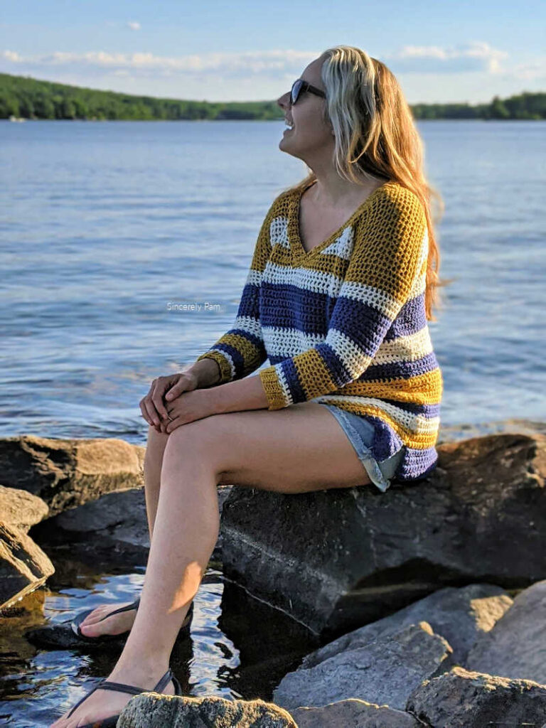 Beach Day pullover crochet pattern by sincerely Pam