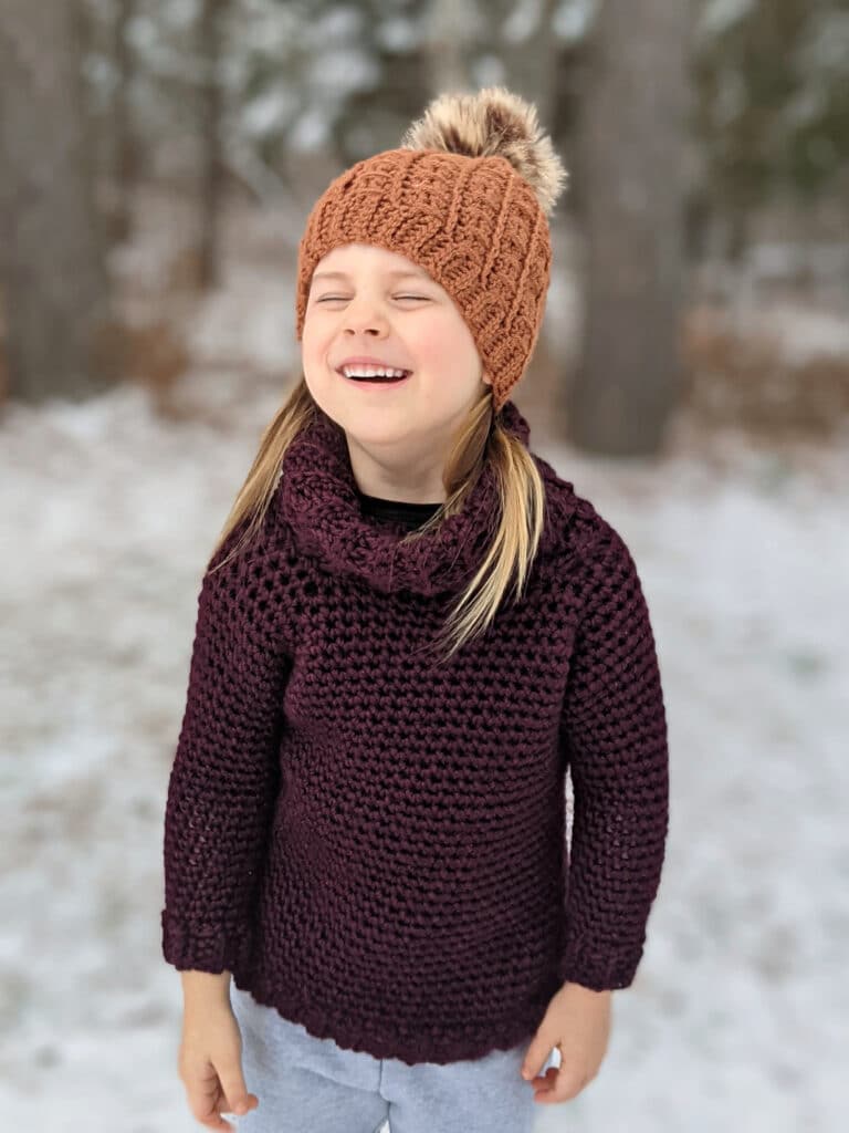 Sunday Sweater crochet pattern in child size 6.